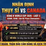 Ảnh bìa nhận định trận đấu Thụy Sĩ vs Canada tại bảng B World Cup 2026, thông tin lực lượng chi tiết và phong độ hai đội trên Thapcamtv.